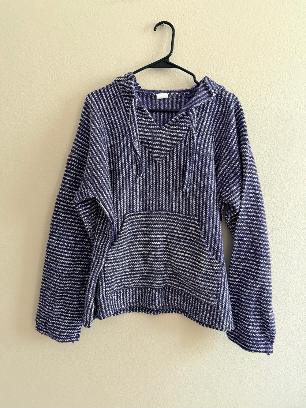 Baja Hoodie Unisex Purple and White Knit